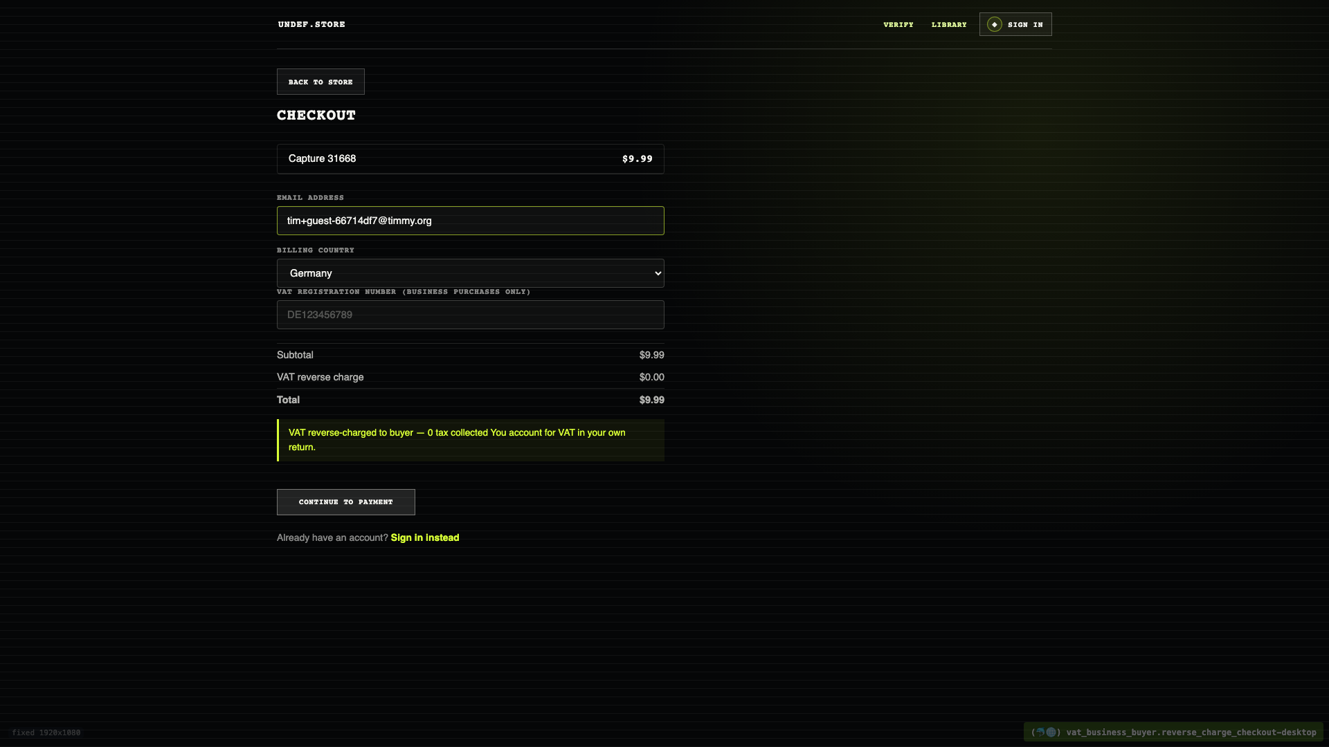 Safe post-validation screenshot with confidential input cleared